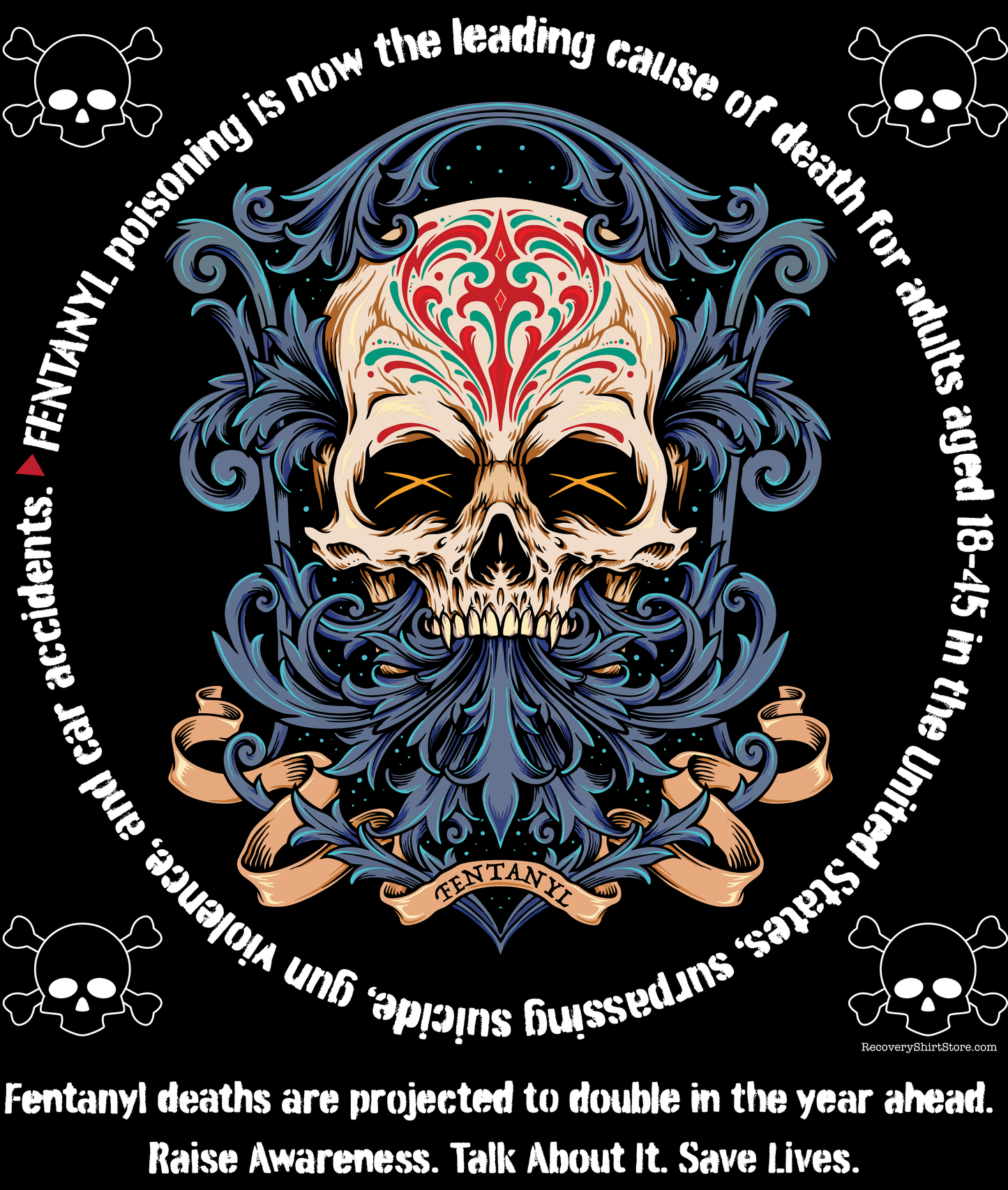 Fentanyl Awareness Skull T-Shirt